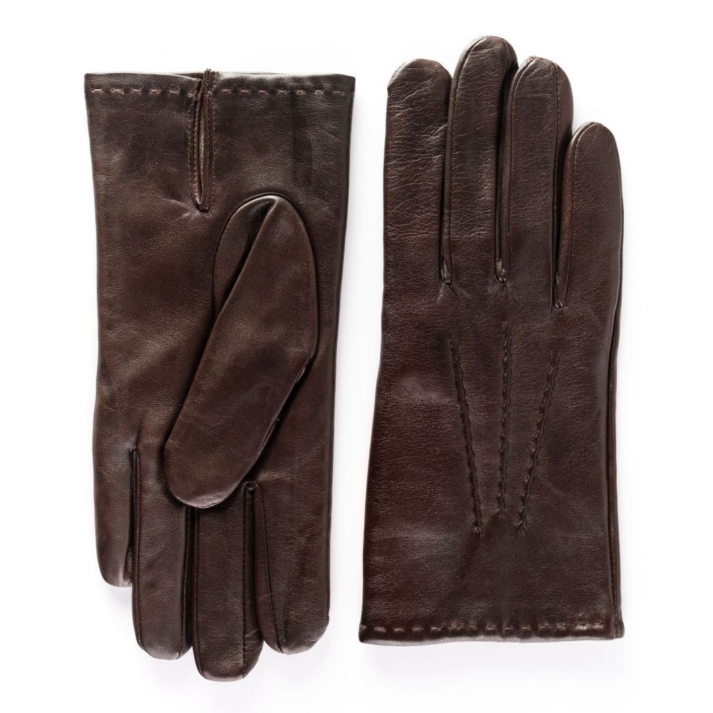 Men's Leather Gloves with Hand-Stitched Hem