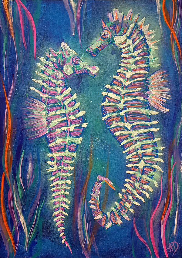 Seahorse dance original painting