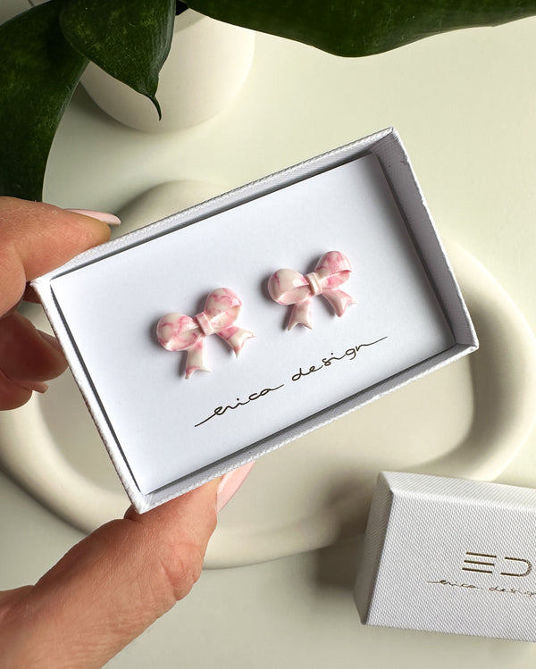 Marble bows | white - pink