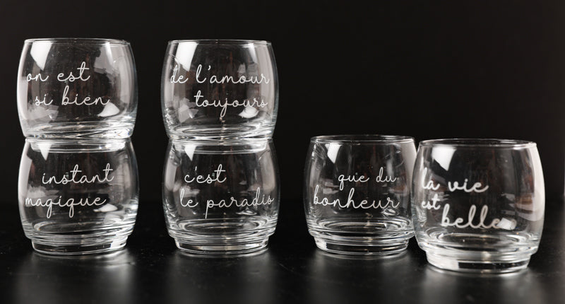 6 Round Glasses Life is Beautiful