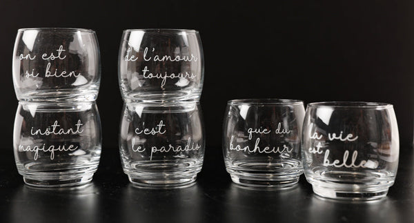 6 Round Glasses Life is Beautiful