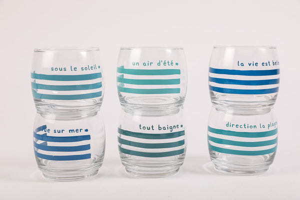 6 verres ronds marinière