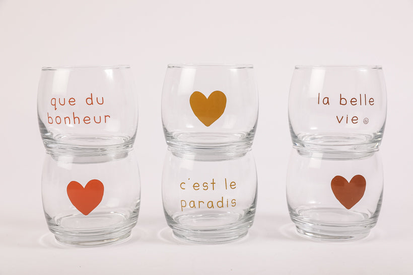 6 Round Heart Glasses It's Paradise