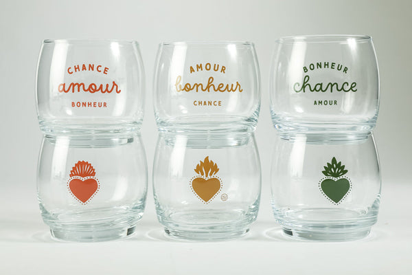 6 Round Heart Ex Voto Glasses