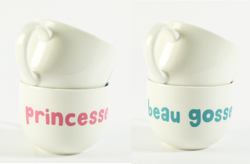 Set of 2 Princess/Hunk Breakfast Mugs