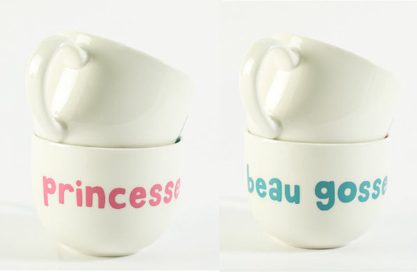 Set of 2 Princess/Hunk Breakfast Mugs