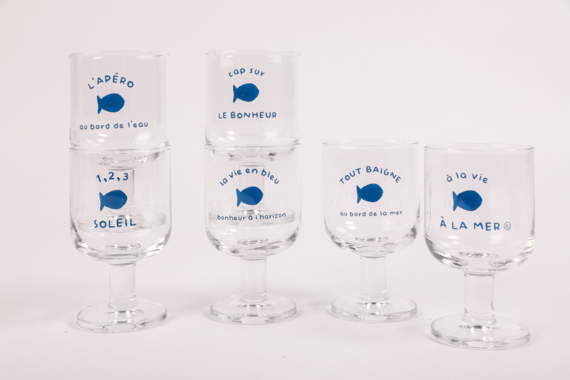 6 stackable stem glasses life in blue