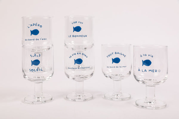 6 stackable stem glasses life in blue