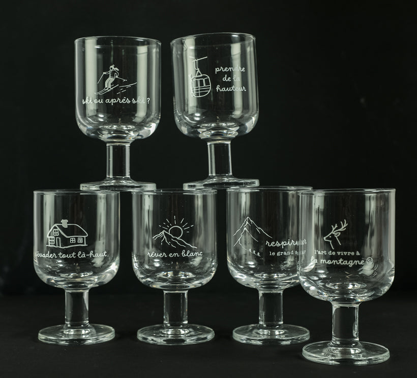 6 verres à pied empilable montagne