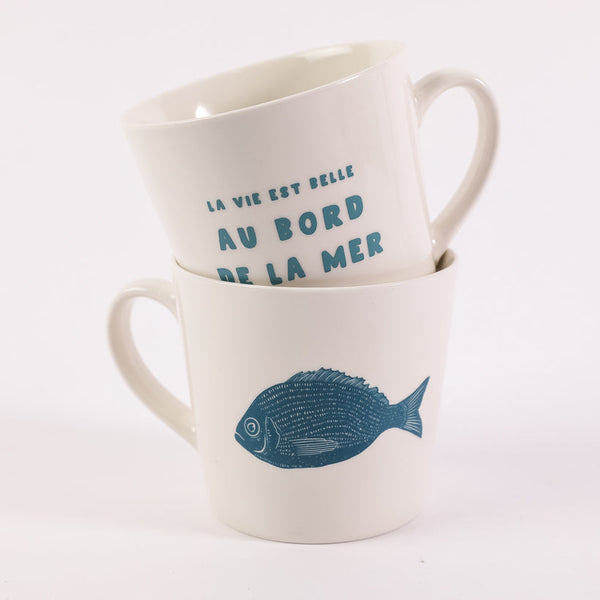 Set of 2 Breakfast Mugs Life is Beautiful by the Sea