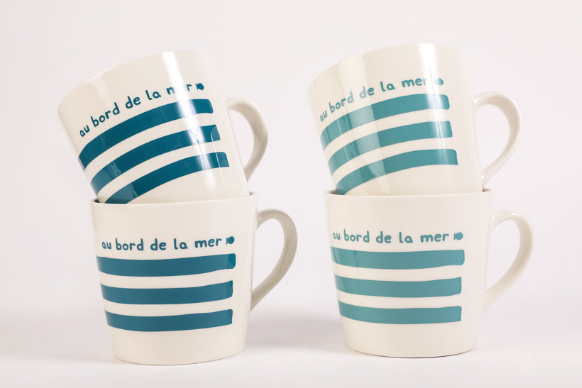 Set of 2 striped breakfast mugs