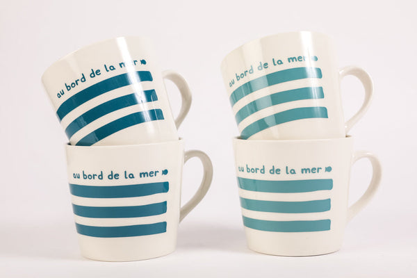 Set of 2 striped breakfast mugs