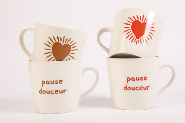 Set of 2 Heart Sun Breakfast Mugs