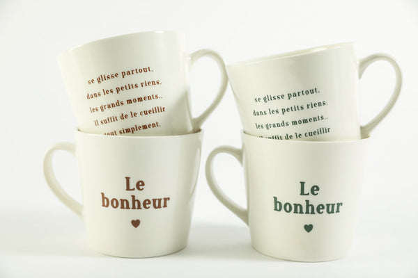 Lot de 2 mugs déjeuner définition le bonheur