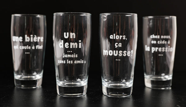4 beer glasses a beer that flows freely