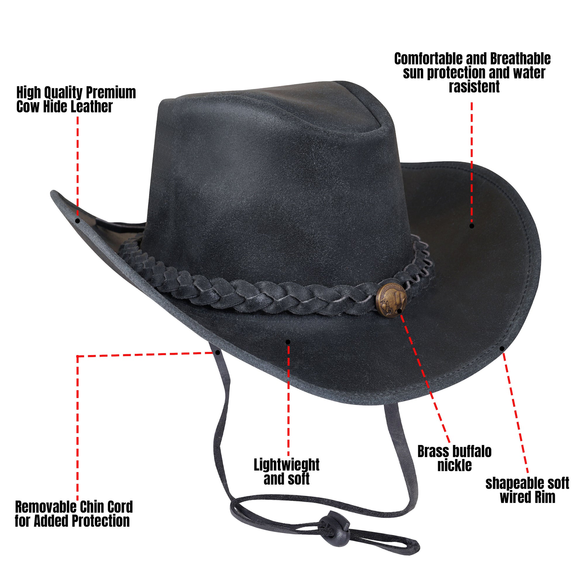 Gray leather hat unisex