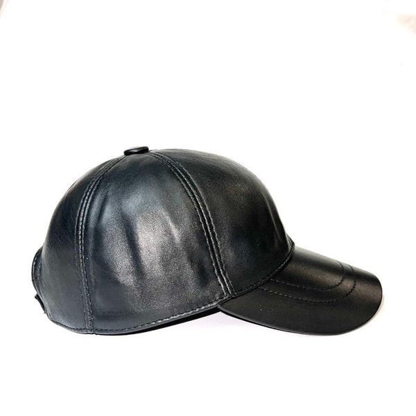 Leather cap black unisex