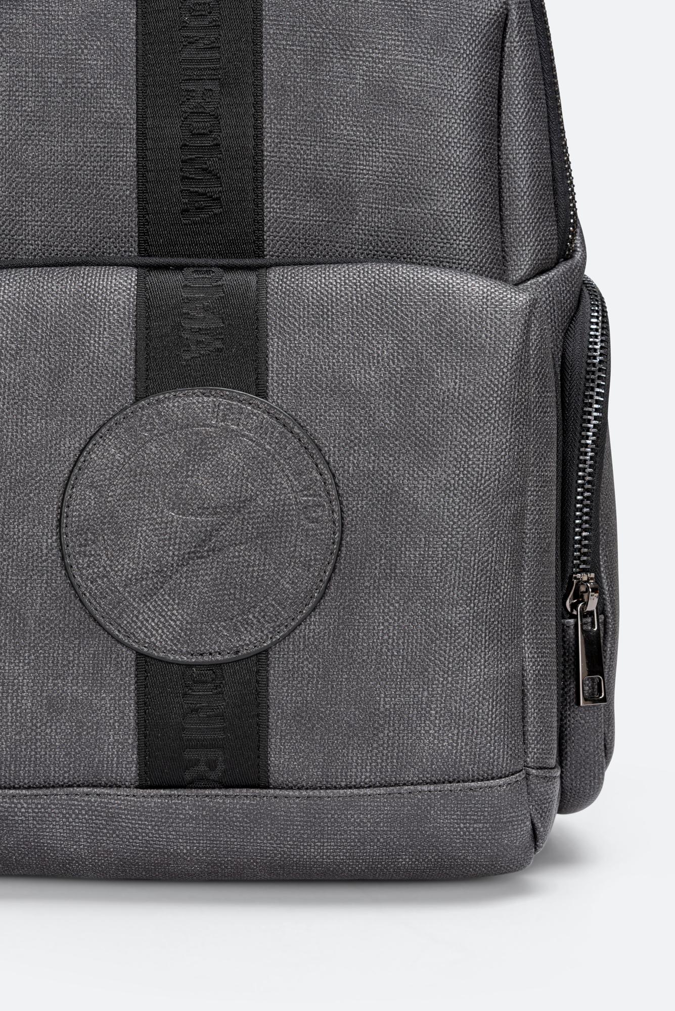 Tristan Textured Blue Backpack with logo and front logo band
