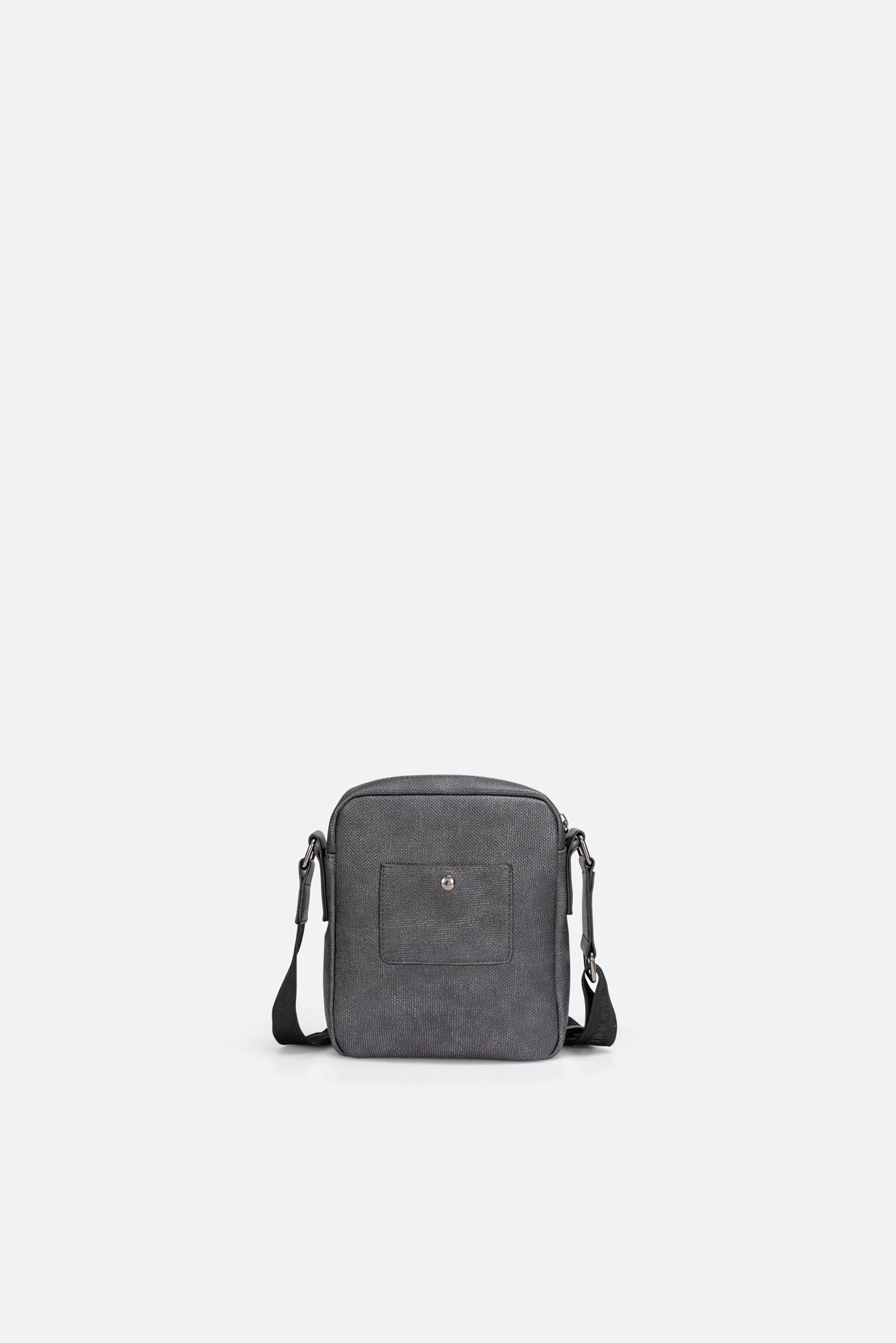 Large Shoulder Bag Tristan Texture with Embossed Logo in Gray