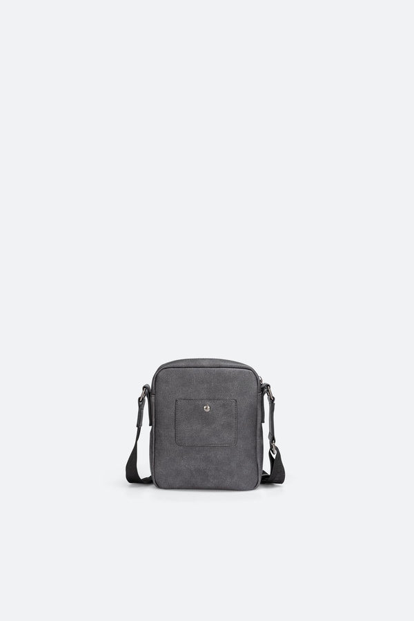 Large Shoulder Bag Tristan Texture with Embossed Logo in Gray