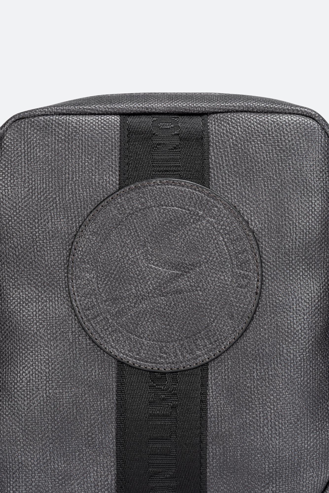Large Shoulder Bag Tristan Texture with Embossed Logo in Gray