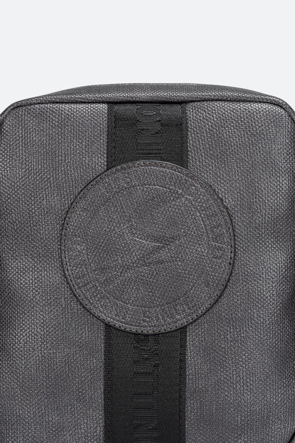 Large Shoulder Bag Tristan Texture with Embossed Logo in Gray