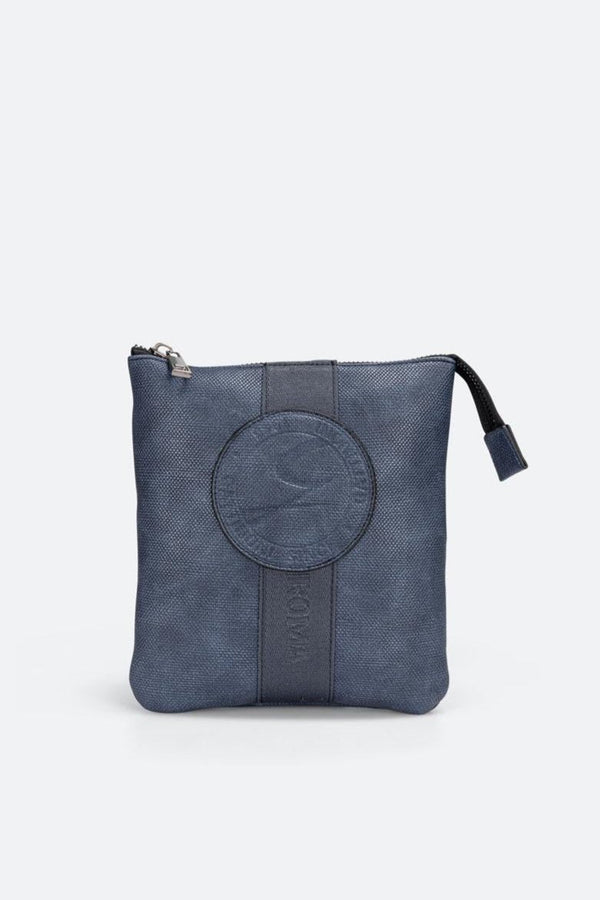 Tristan Texture Crossbody Bag with Embossed Logo in Blue