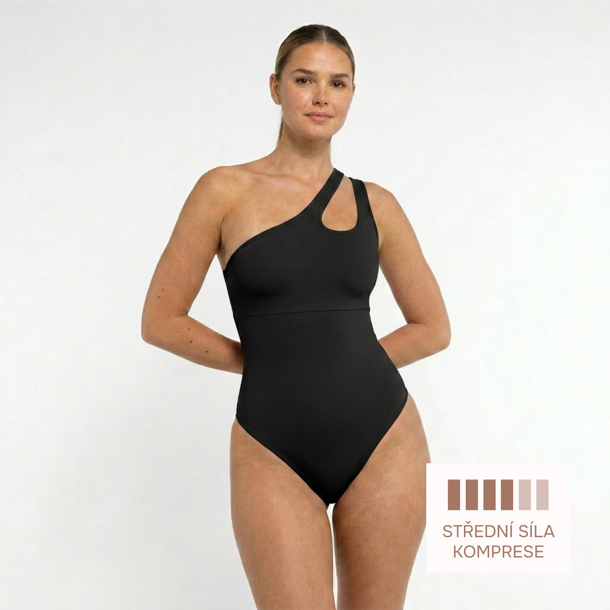Shaping Bodysuit with Asymmetrical Side Straps, BLACK XL/XXL