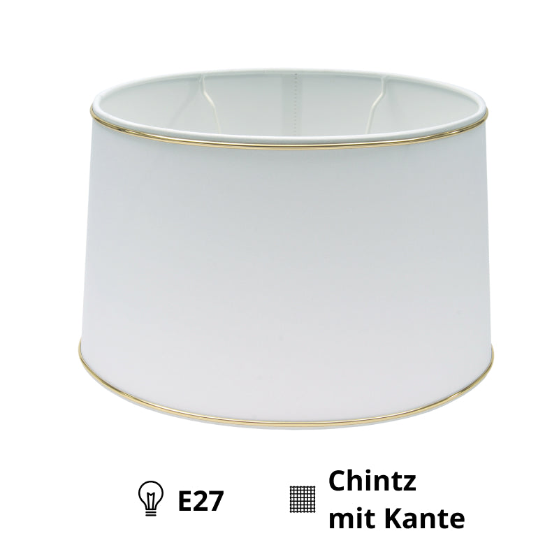 Various Oval Chintz Lampshade with Gold Edge, for E27 - for Table Lamp