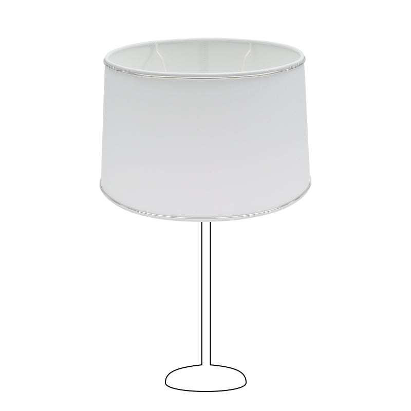 Various Oval Lampshade - Ø25, 30 or 35 cm – Chintz - White with Glossy Silver Edge
