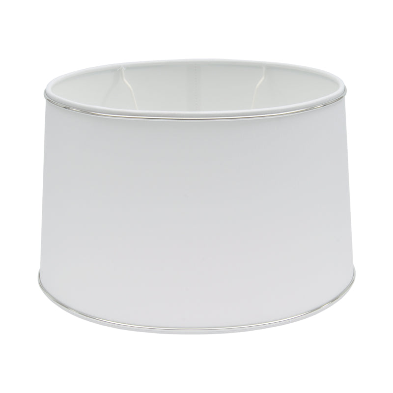 Various Oval Lampshade - Ø25, 30 or 35 cm – Chintz - White with Glossy Silver Edge