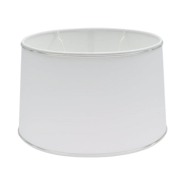 Various Oval Lampshade - Ø25, 30 or 35 cm – Chintz - White with Glossy Silver Edge