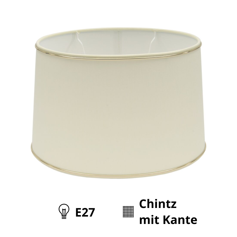 Various Oval Chintz Lampshade with Gold Edge, for E27 - for Table Lamp