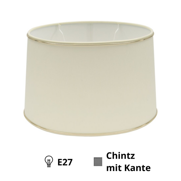 Various Oval Chintz Lampshade with Gold Edge, for E27 - for Table Lamp