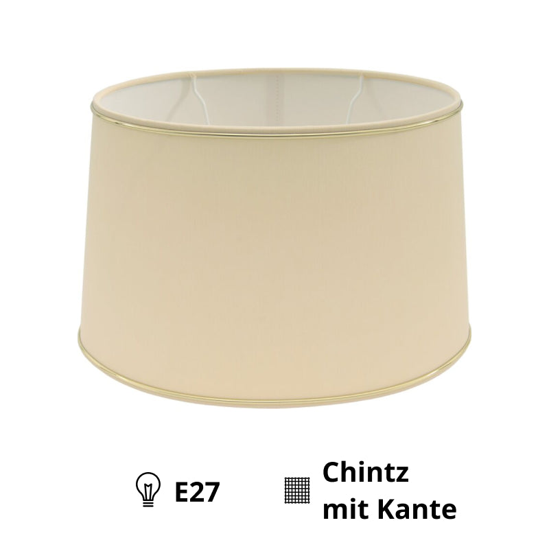 Various Oval Chintz Lampshade with Gold Edge, for E27 - for Table Lamp