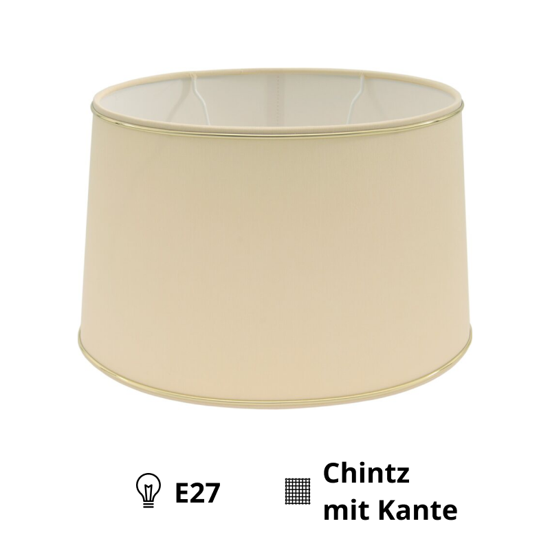 Various Oval Chintz Lampshade with Gold Edge, for E27 - for Table Lamp