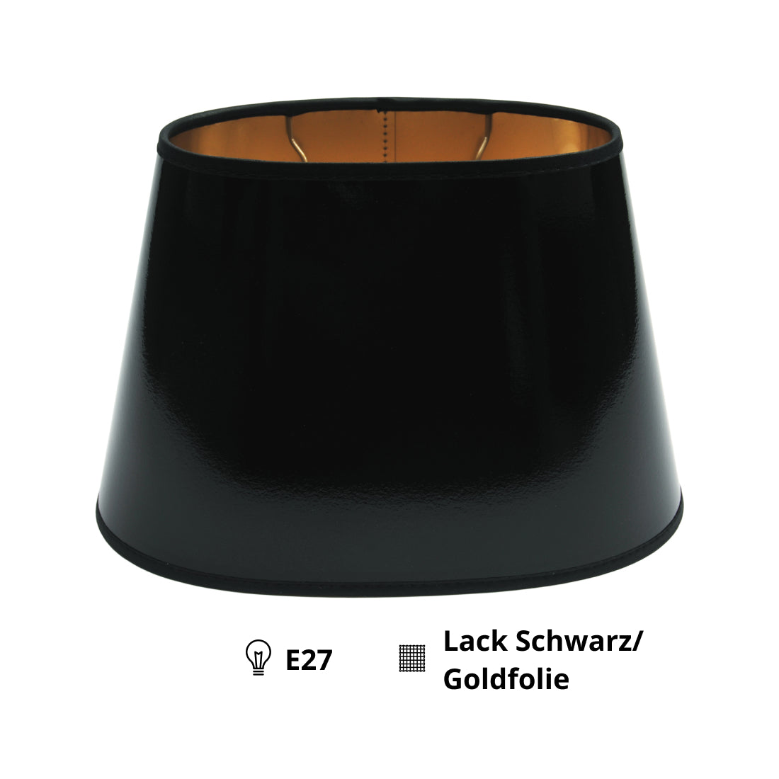 Vari Paralumi Ovali - Laccato/Foglio d'Oro - Nero - Ø25 o Ø30