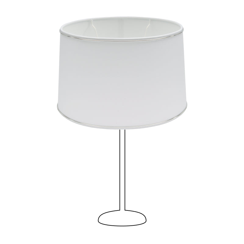 Various Oval Lampshade - Ø25, 30 or 35 cm – Chintz - White with Glossy Silver Edge