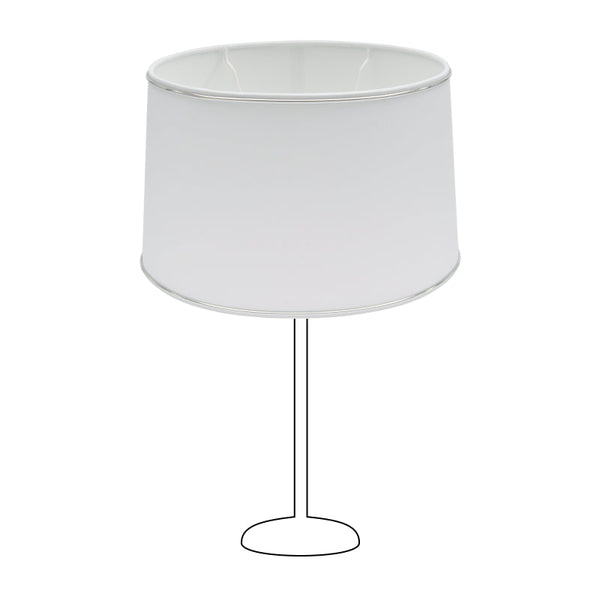 Various Oval Lampshade - Ø25, 30 or 35 cm – Chintz - White with Glossy Silver Edge