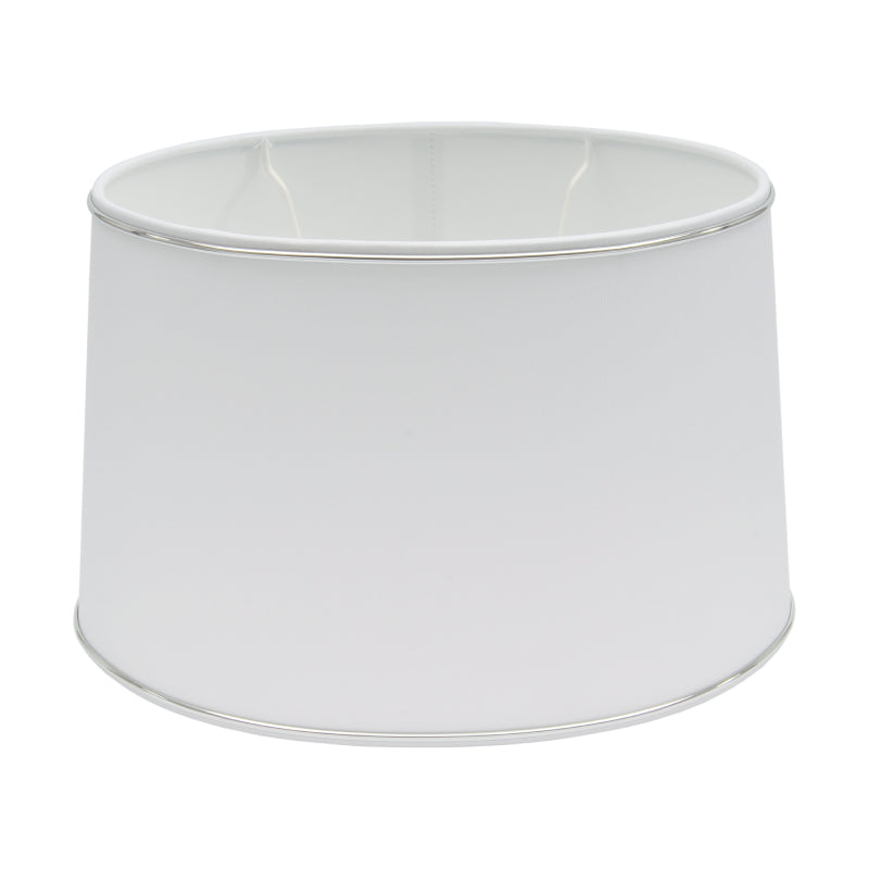 Various Oval Lampshade - Ø25, 30 or 35 cm – Chintz - White with Glossy Silver Edge