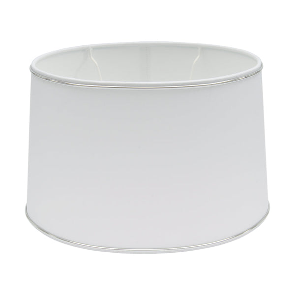 Various Oval Lampshade - Ø25, 30 or 35 cm – Chintz - White with Glossy Silver Edge