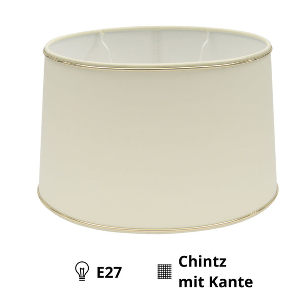 Various Oval Lampshade - Ø25 or 30 cm – Chintz - Cream with Glossy Gold Edge