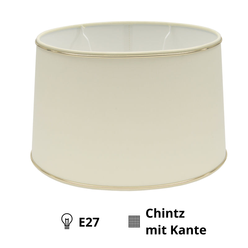 Various Oval Chintz Lampshade with Gold Edge, for E27 - for Table Lamp