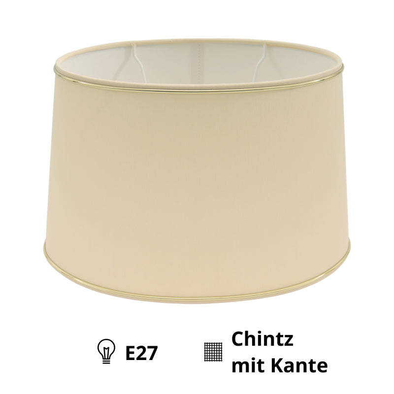 Various Oval Chintz Lampshade with Gold Edge, for E27 - for Table Lamp