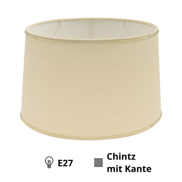 Various Oval Chintz Lampshade with Gold Edge, for E27 - for Table Lamp