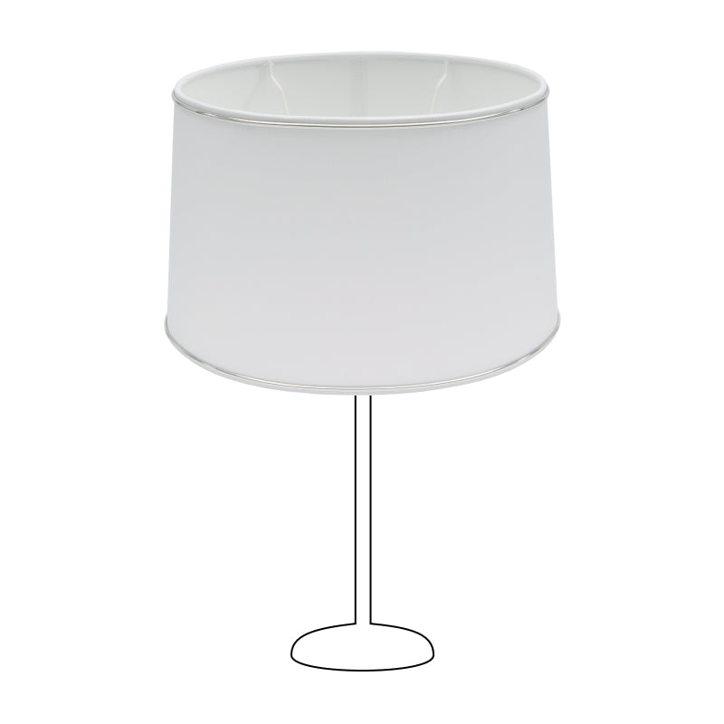 Various Oval Lampshade - Ø25, 30 or 35 cm – Chintz - White with Glossy Silver Edge