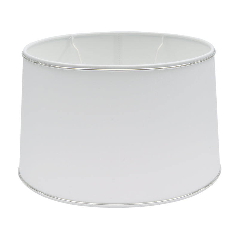 Various Oval Lampshade - Ø25, 30 or 35 cm – Chintz - White with Glossy Silver Edge
