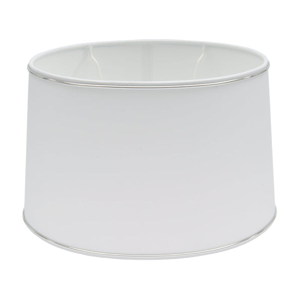 Various Oval Lampshade - Ø25, 30 or 35 cm – Chintz - White with Glossy Silver Edge