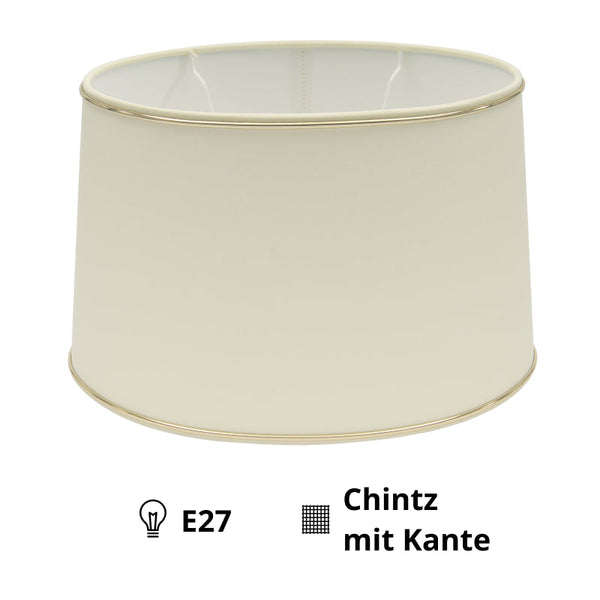 Various Oval Chintz Lampshade with Gold Edge, for E27 - for Table Lamp