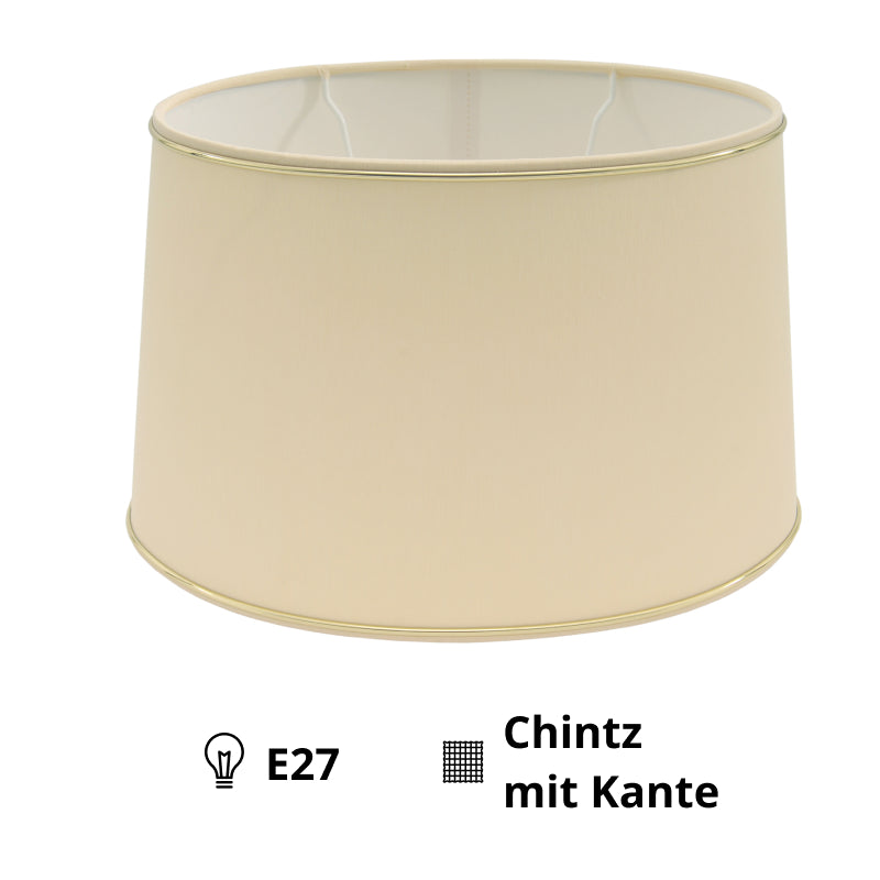 Various Oval Chintz Lampshade with Gold Edge, for E27 - for Table Lamp